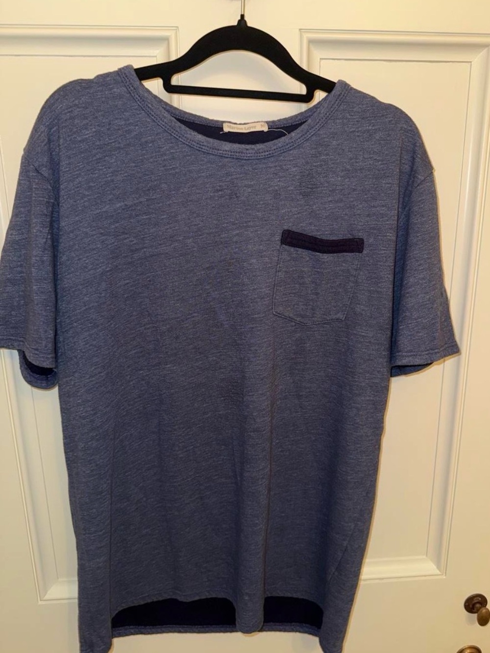 Marine Layer Men's Short Sleeve Pocket T-Shirt in Heather Blue
